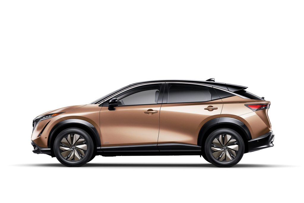 Nissan Ariya side profile in bronze