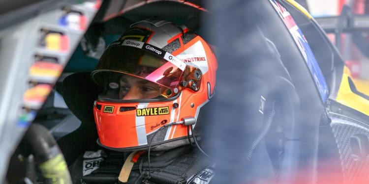 Brendon Leitch sitting in Lamborghini Super Trofeo car