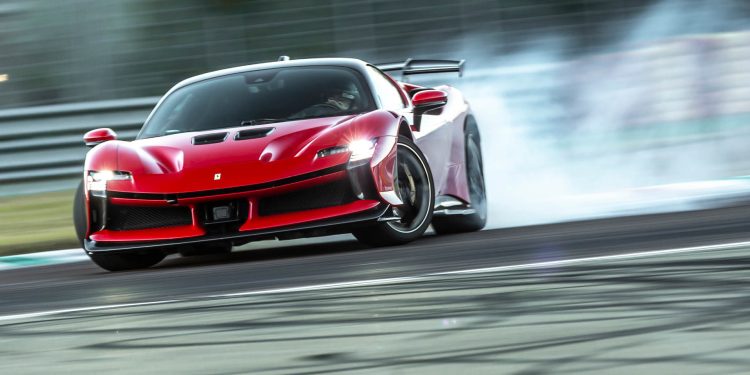 Ferrari SF90 XX Stradale drifting on race track