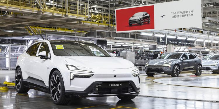 Completed Polestar 4s on production line in China