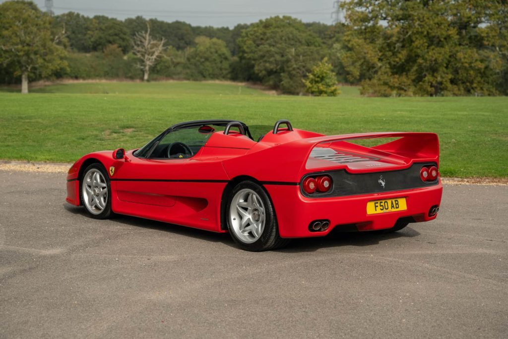 Rod Stewart's Ferrari F50 rear three quarter view