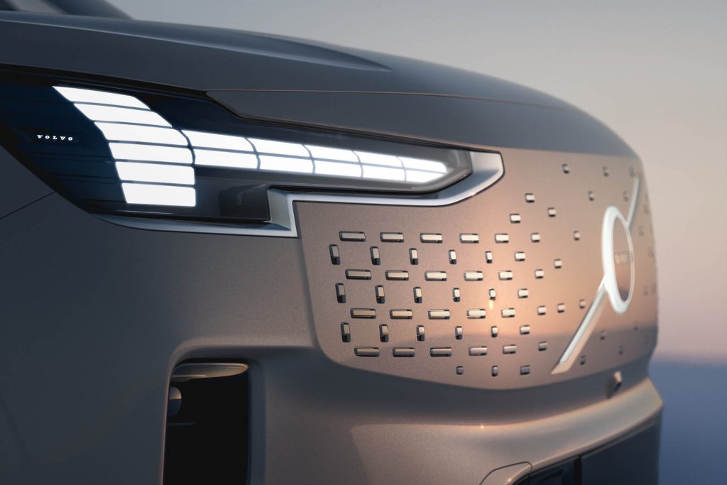 Volvo EM90 front grille close up view