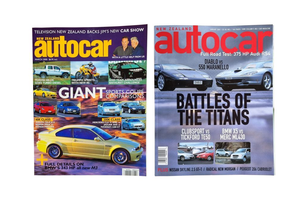 2000 and 2001 NZ Autocar covers, showing Diablo vs 550 Maranello