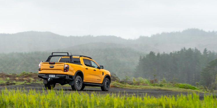 Ford Ranger Wildtrak X driving down a gravel road