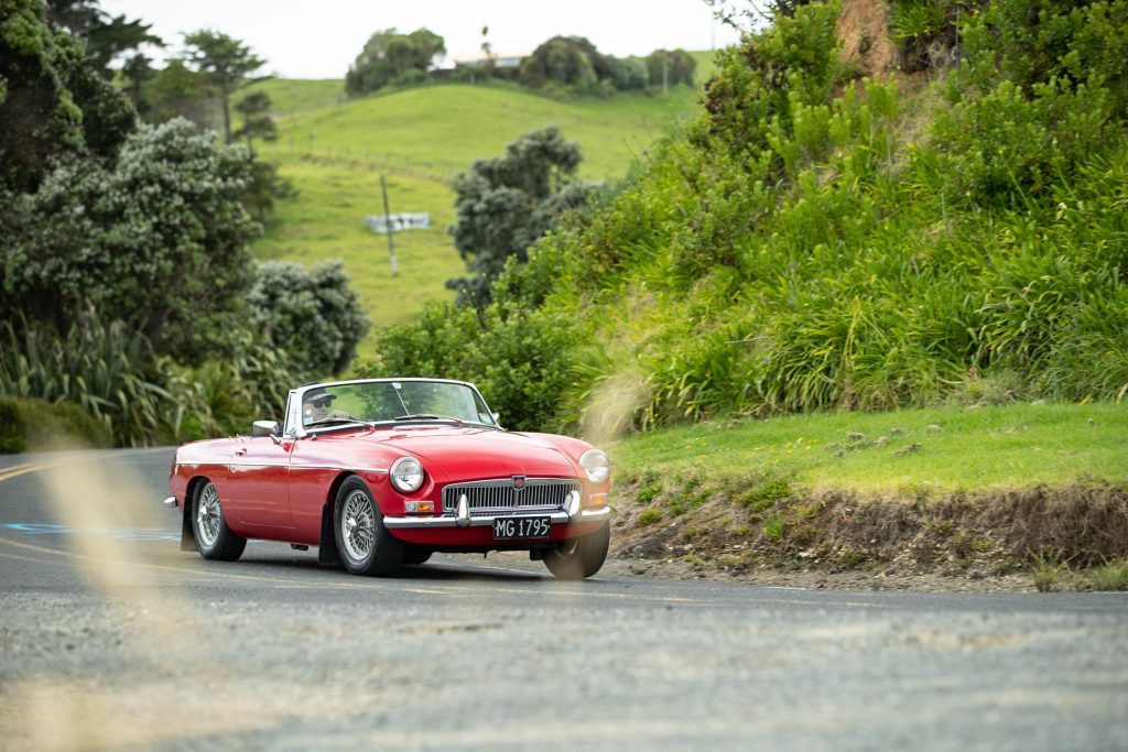 MG MGB Roadster taking a corner