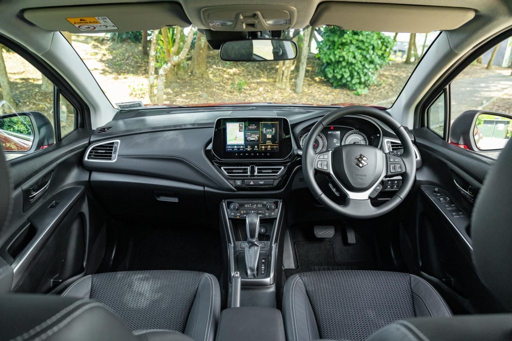 Wide interior front view of the Suzuki S-Cross Hybrid