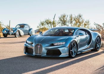 Special edition Bugatti Chiron Super Sport 57 One of One parked next to Type 57 SC Atlantic