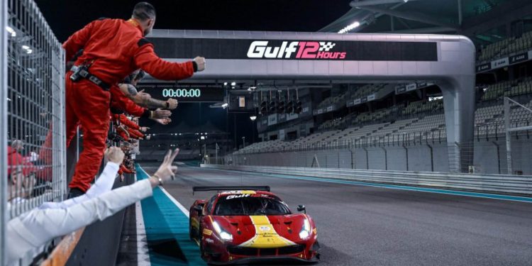 Ferrari racing on track at Gulf 12 Hour