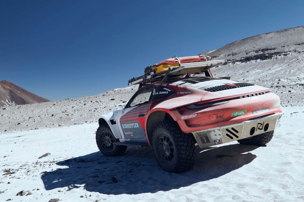 Porsche 911 parked on world's tallest volcano