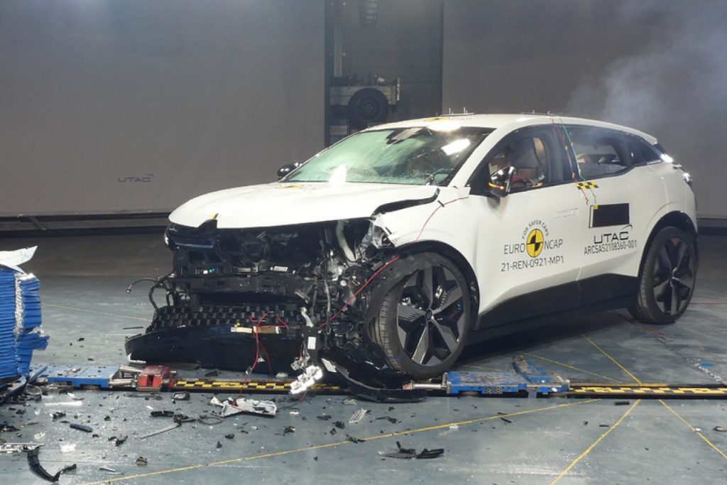 Renault Megane E-Tech front crash test damage