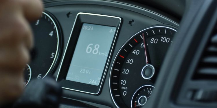 Close up view of speedometer