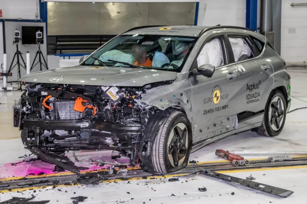 2024 Hyundai Kona front crash test damage