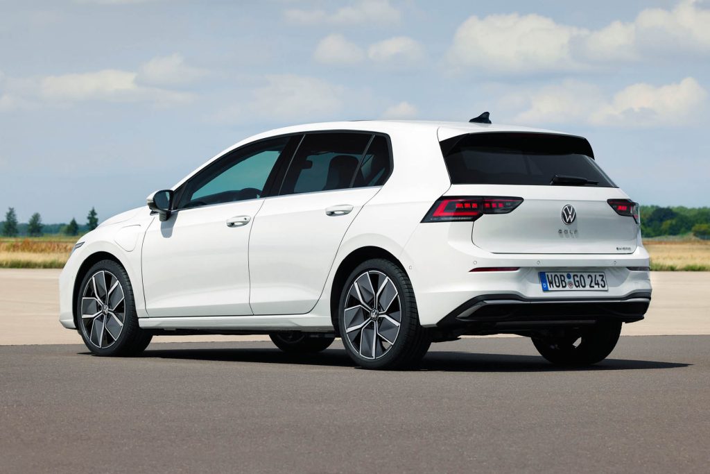 2025 Volkswagen Golf eHybrid facelift rear three quarter view