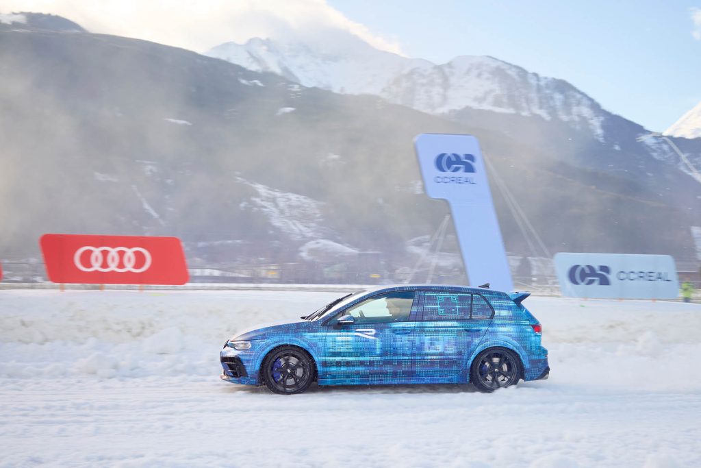 2025 Volkswagen Golf R facelift driving on snow