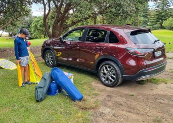 Honda ZR-V Turbo rear view, with camping gear to pack