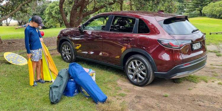 Honda ZR-V Turbo rear view, with camping gear to pack