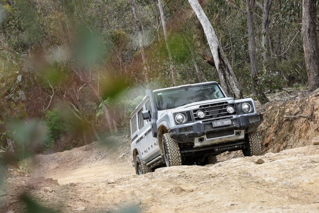 Ineos Grenadier traversing a tricky muddy hill