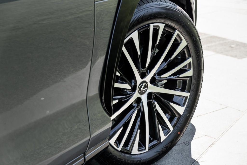 Wheel detail shot on the Lexus RZ 450e Dynamic