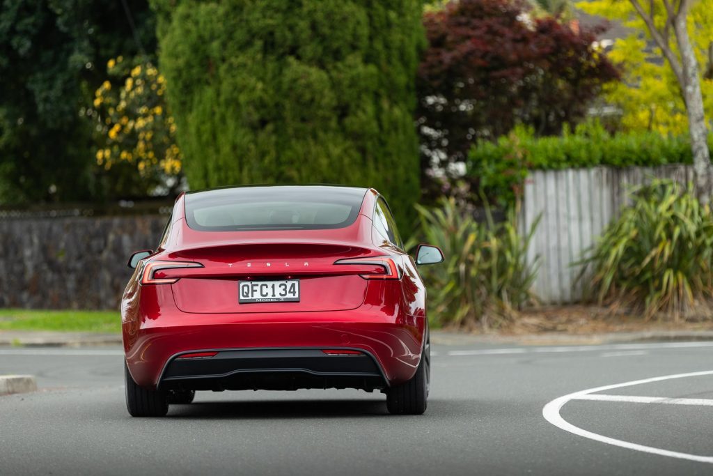 Rear view of Tesla Model 3 RWD facelift