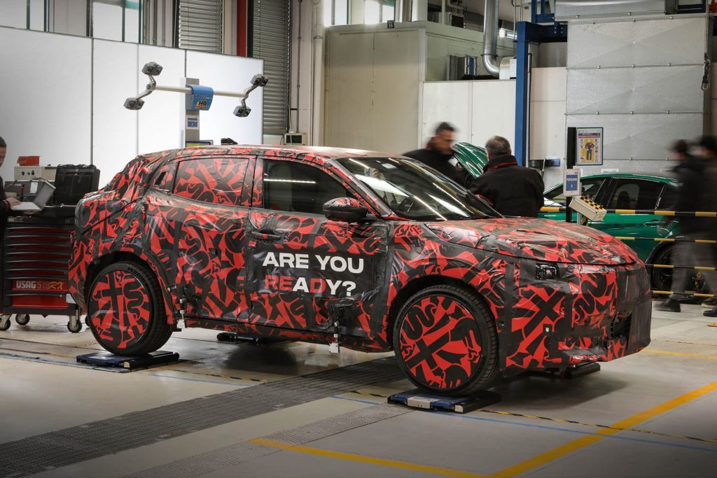 Camouflaged Alfa Romeo Milano front three quarter view