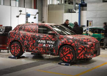 Camouflaged Alfa Romeo Milano front three quarter view