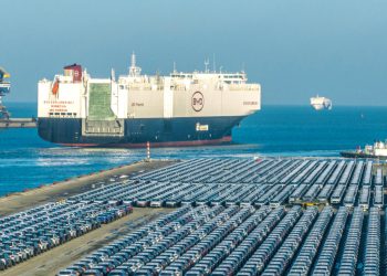 BYD Explorer No. 1 car transporting ship leaving Chinese port