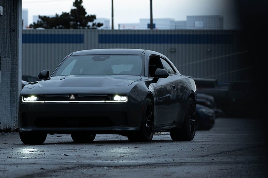 2024 Dodge Charger EV pre-production spy shot front view