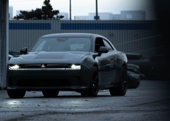 2024 Dodge Charger EV pre-production spy shot front view