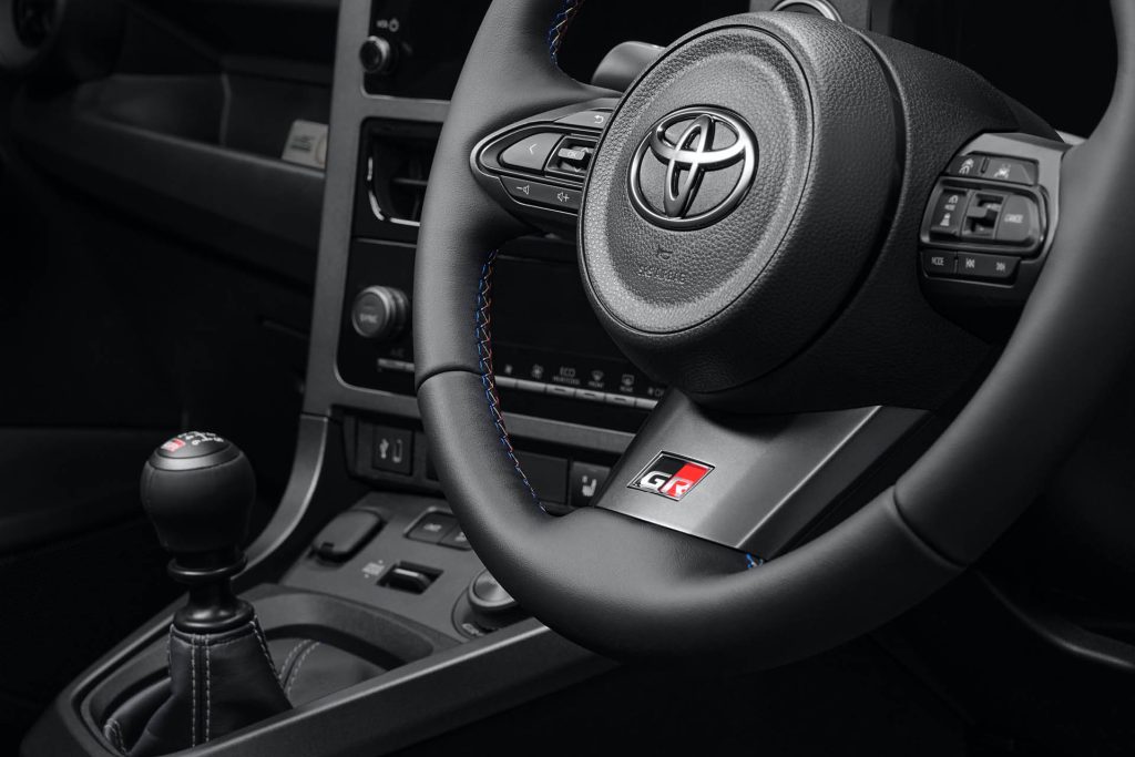 Toyota GR Yaris RZ Sebastian Ogier Edition steering wheel and shift knob