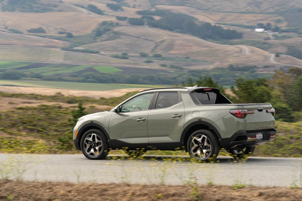 2024 Hyundai Santa Cruz driving through countryside