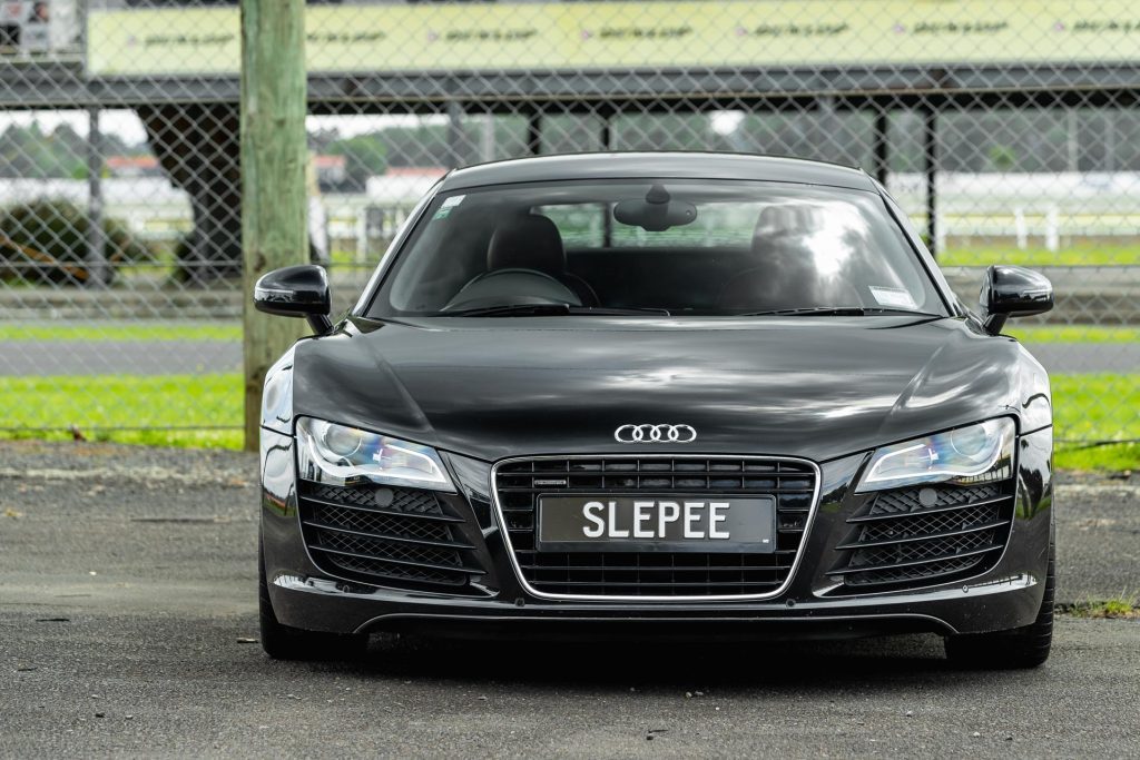 Front end of black first generation Audi R8