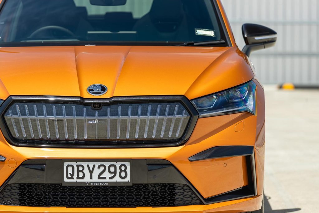 Crystal face grille on the Skoda Enyaq 80 Coupe