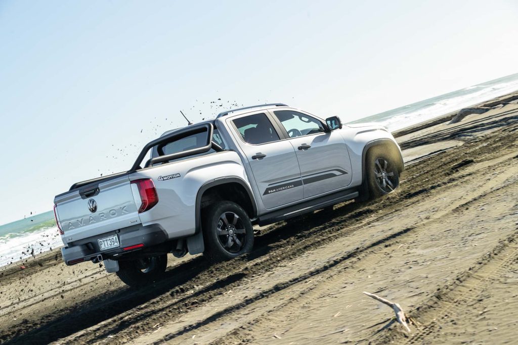 VW Amarok rear beach action shot