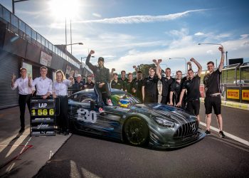 Mercedes-AMG team celebrating new lap record at Bathurst