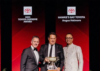 Hawkes Bay Toyota accepting Toyota Supreme Award