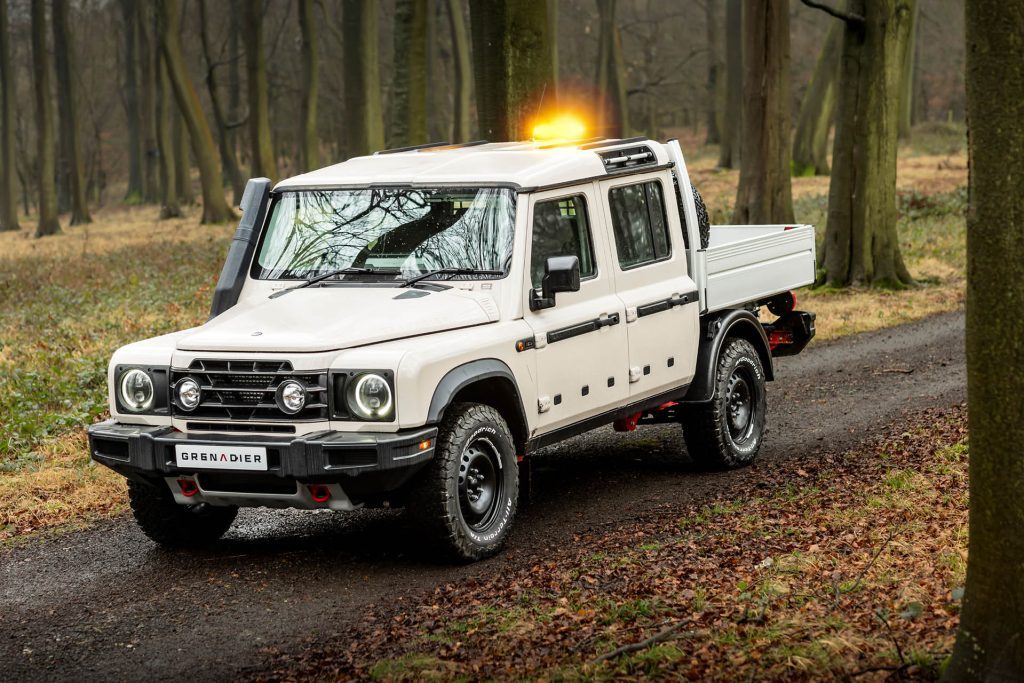 2024 Ineos Grenadier Quartermaster Chassis Cab with tray front three quarter view