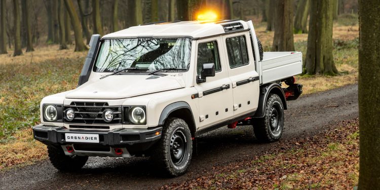 2024 Ineos Grenadier Quartermaster Chassis Cab with tray front three quarter view