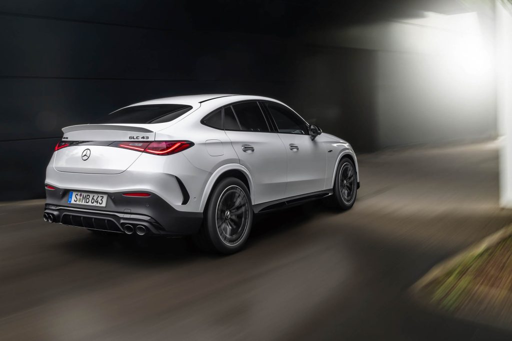 2024 Mercedes-AMG GLC 43 4Matic Coupe rear three quarter view driving