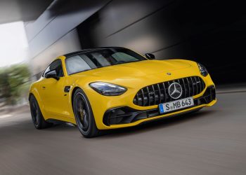 2024 Mercedes-AMG GT43 driving under bridge