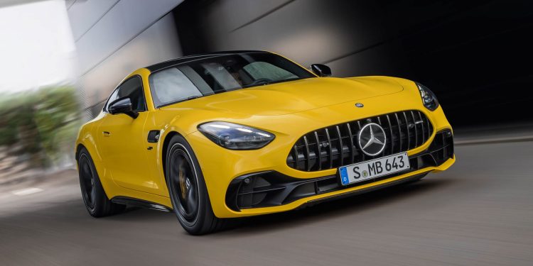 2024 Mercedes-AMG GT43 driving under bridge