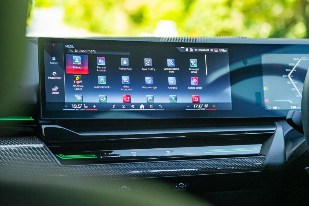 Interior infotainment screen of the BMW i5 M60