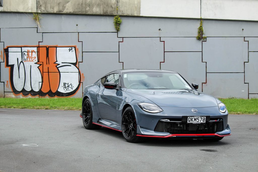 Front quarter angle of the Nissan Z Nismo. With Nismo badging and bodykit