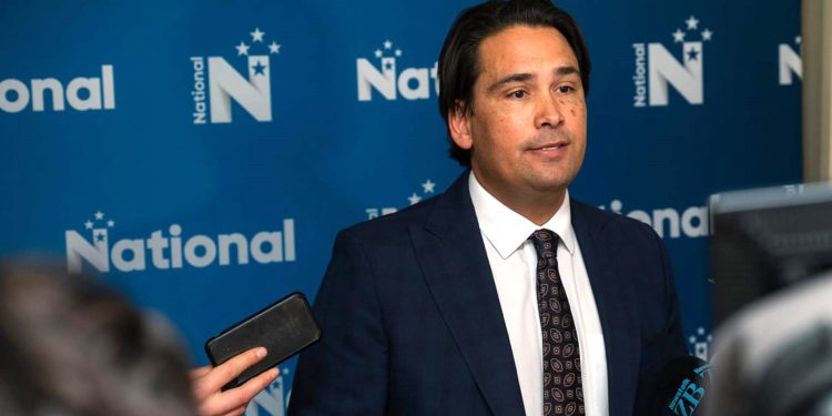 Simon Bridges speaking to media