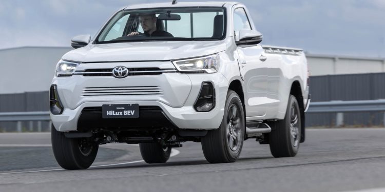 Fully electric Toyota Hilux BEV Revo concept testing in Australia