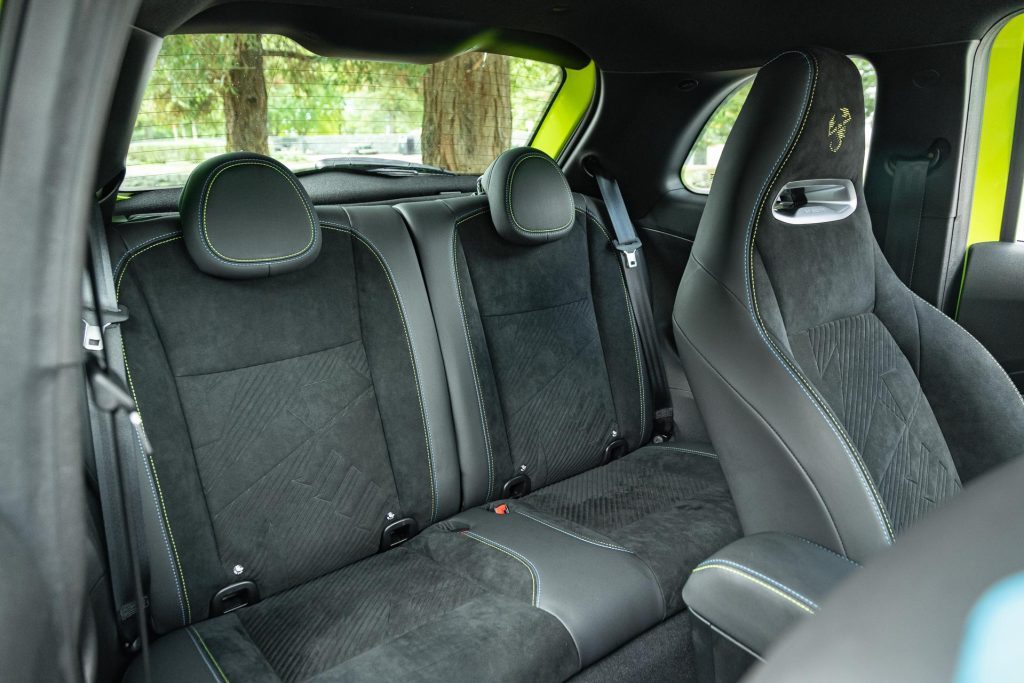 Rear seats in the Abarth 500e Scorpionissima