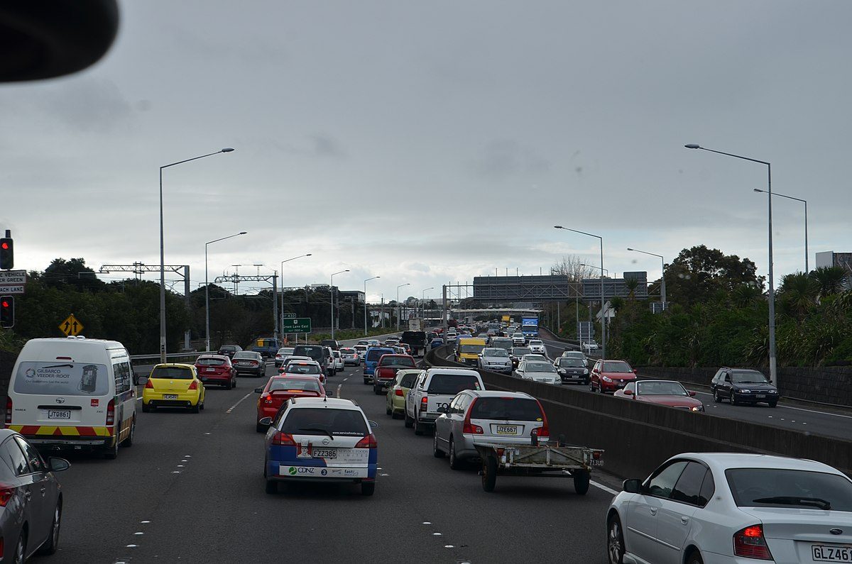 Traffic congestion on Auckland's Southern Motorway.
