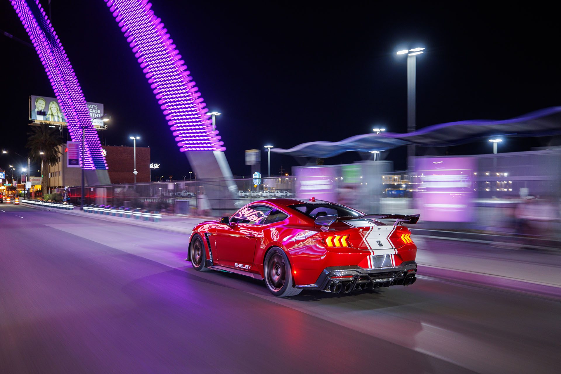 New Shelby Coupe the streets prowling at night.