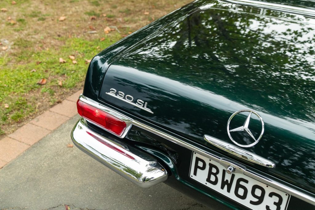Rear bumper detail on the Mercedes-Benz 230 SL Pagoda