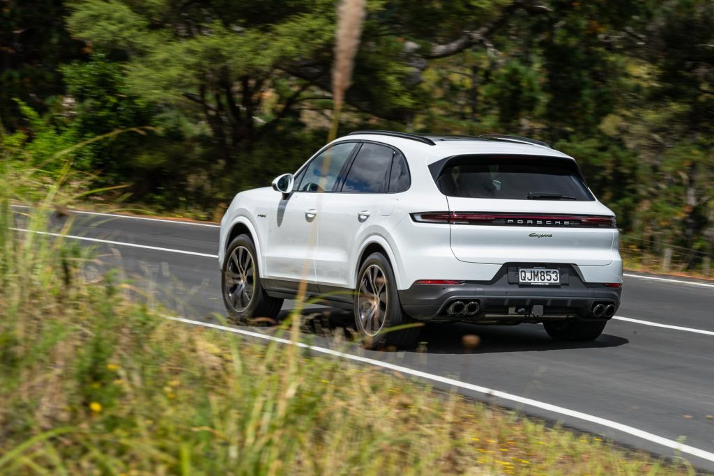 Rear cornering shot of the Porsche Cayenne E-Hybrid