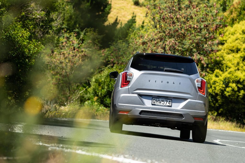 SsangYong Tivoli Turbo Limited cornering, shown from the rear